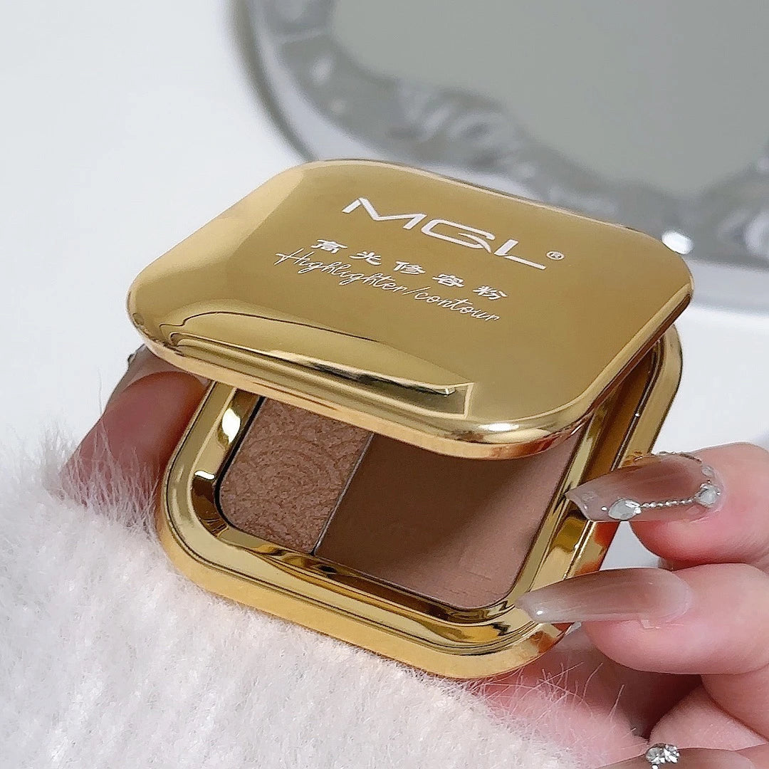 Two Color Eyeshadow Palette Easy To Apply With Matte Shimmer And Highlighter For Contouring Waterproof Long Lasting 4.3g