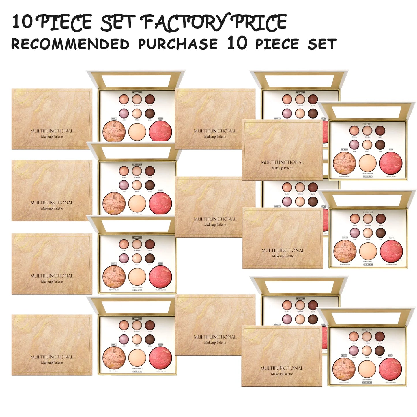 All In One Gilded Makeup Palette With Eyeshadows Blush Highlighter And Contour For Daily And Party US Skin Tones