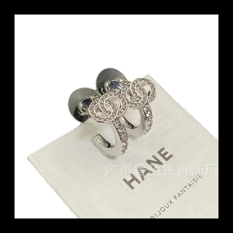 High Quality Silver Diamond Encrusted Earrings Small Exquisite Temperament Elegant Jewelry For Women