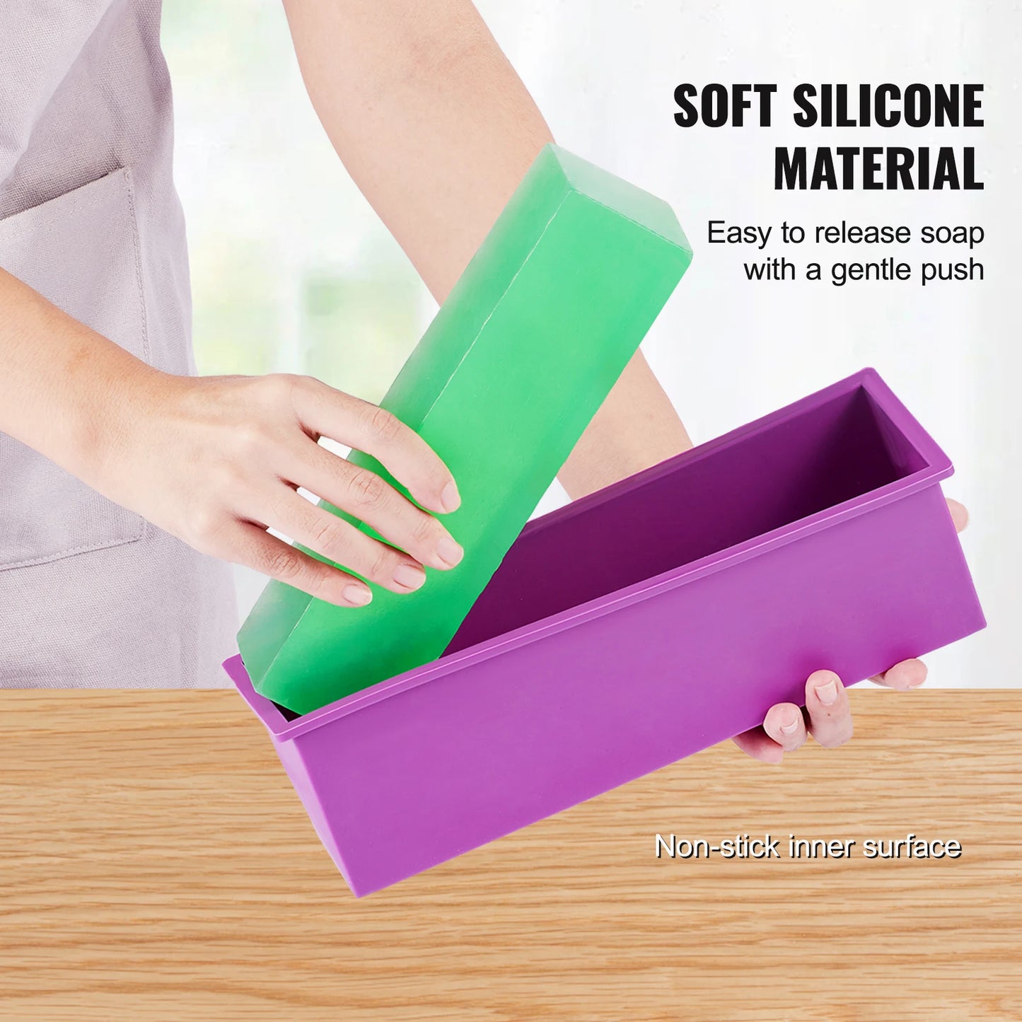 SucceBuy Soap Making Kit Bamboo Cutting Box and Inner Box with Silicone Mold Stainless Steel Straight Cutter and Wavy Cutter