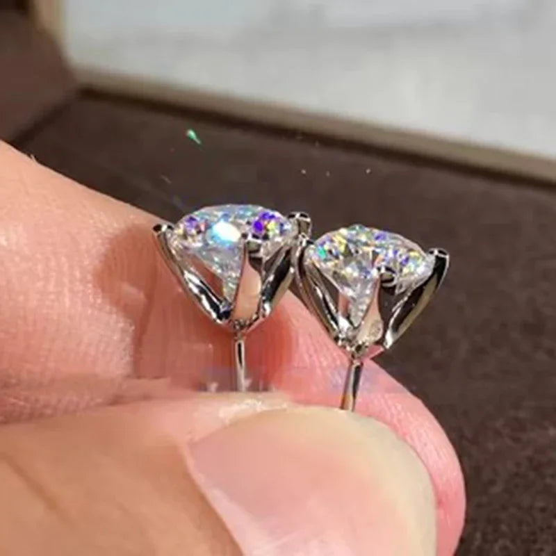 0.5 To 1 Carat D Color Moissanite Ear Stud Earrings For Women Girls 925 Sterling Silver Sparkling Fine Jewelry