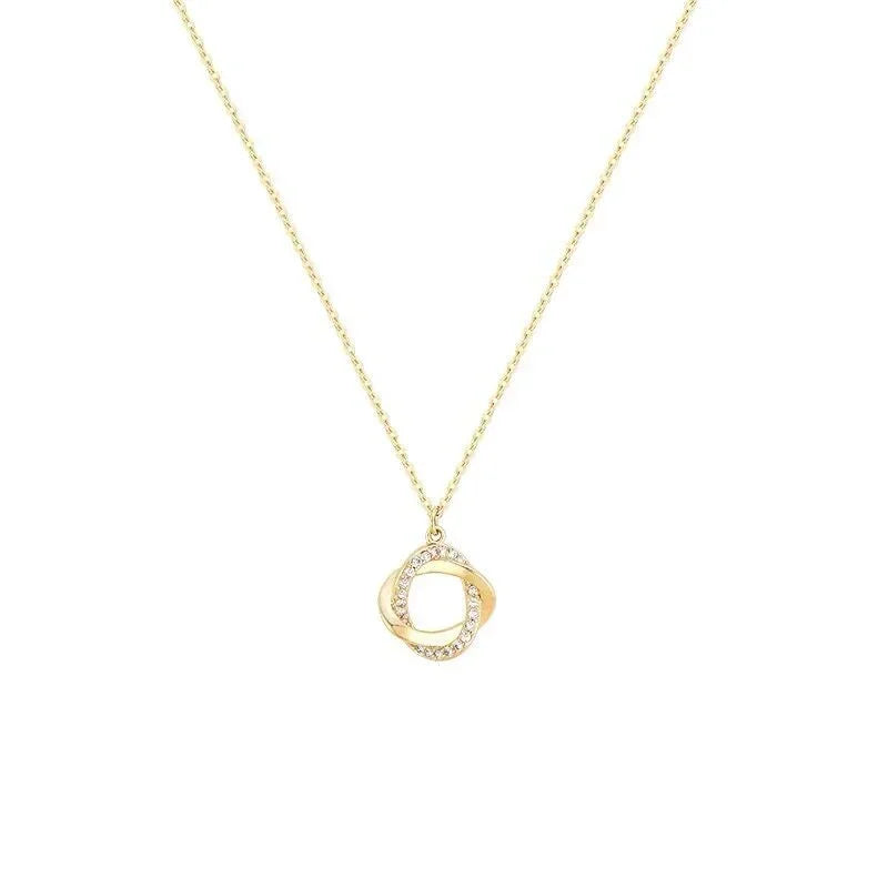 Fashion Cross Rotating Pendant Necklace 925 Sterling Silver 14K Gold Plated For Women Fine Jewelry
