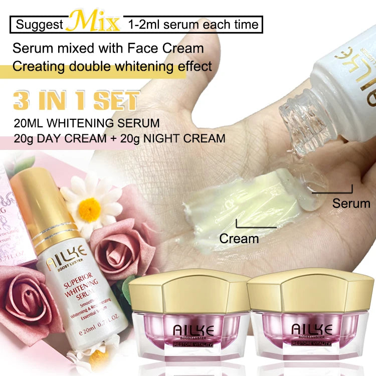 AILKE Lightening Face Cream With Sodium Hyaluronate Whitening Anti Aging Moisturizing Hydrating Firming Bright Clear Skin