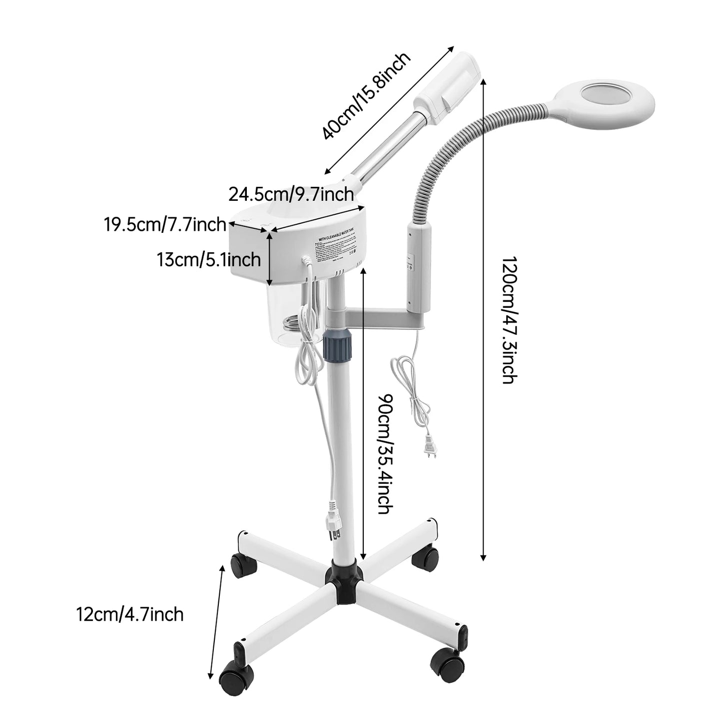 White Professional Facial Steamer,800W 110V 2-in-1 Facial Steamer Beauty Tool, Single Tube Facial Steamer for Skin Care