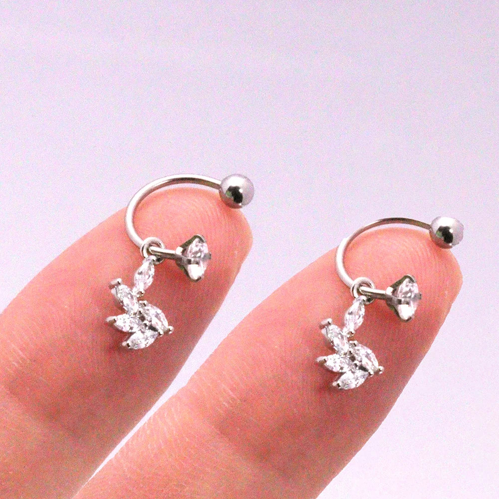 2PCS Stainless Steel Heart Cross Drop Earrings For Women Jewelry Set Helix Tragus Cartilage Daith Piercing