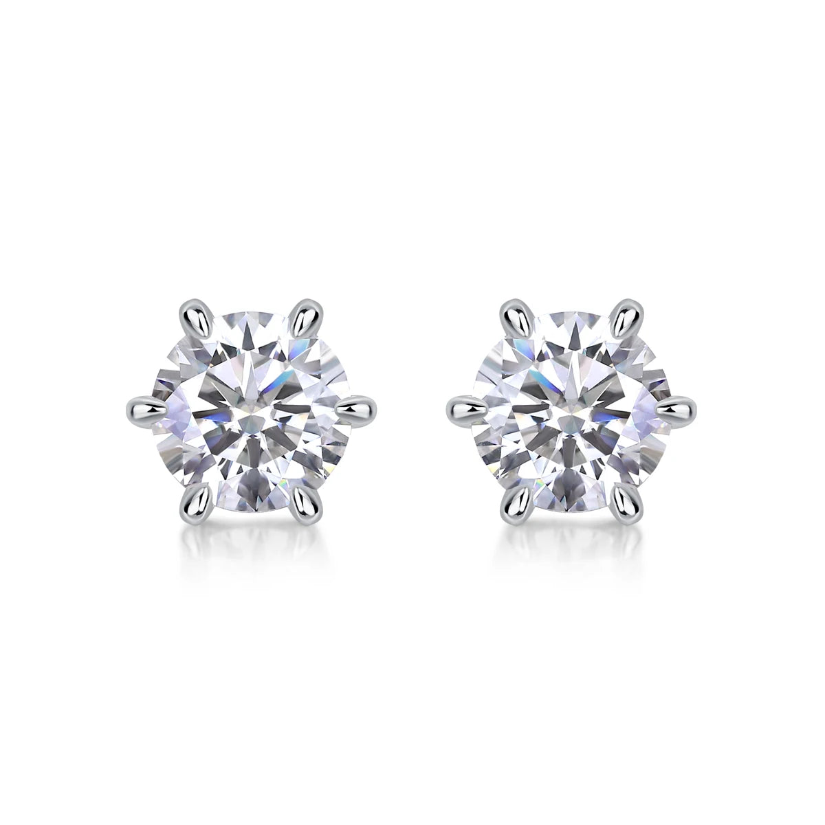 Moissanite Earrings 6 Prong Setting 925 Sterling Silver 18K Gold Plated D Color VVS Gift With GRA Certificate