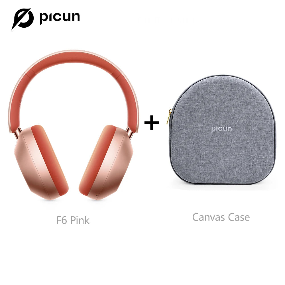 Picun F6 Active Noise Cancelling Bluetooth Headset Hi-Res ANC Head Tracking 3D Audio Wireless Headphones APP Control Low Latency