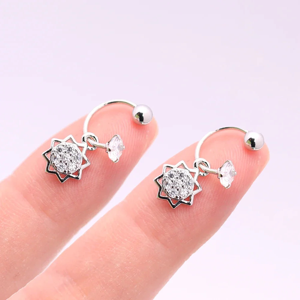 2PCS Stainless Steel Heart Cross Drop Earrings For Women Jewelry Set Helix Tragus Cartilage Daith Piercing