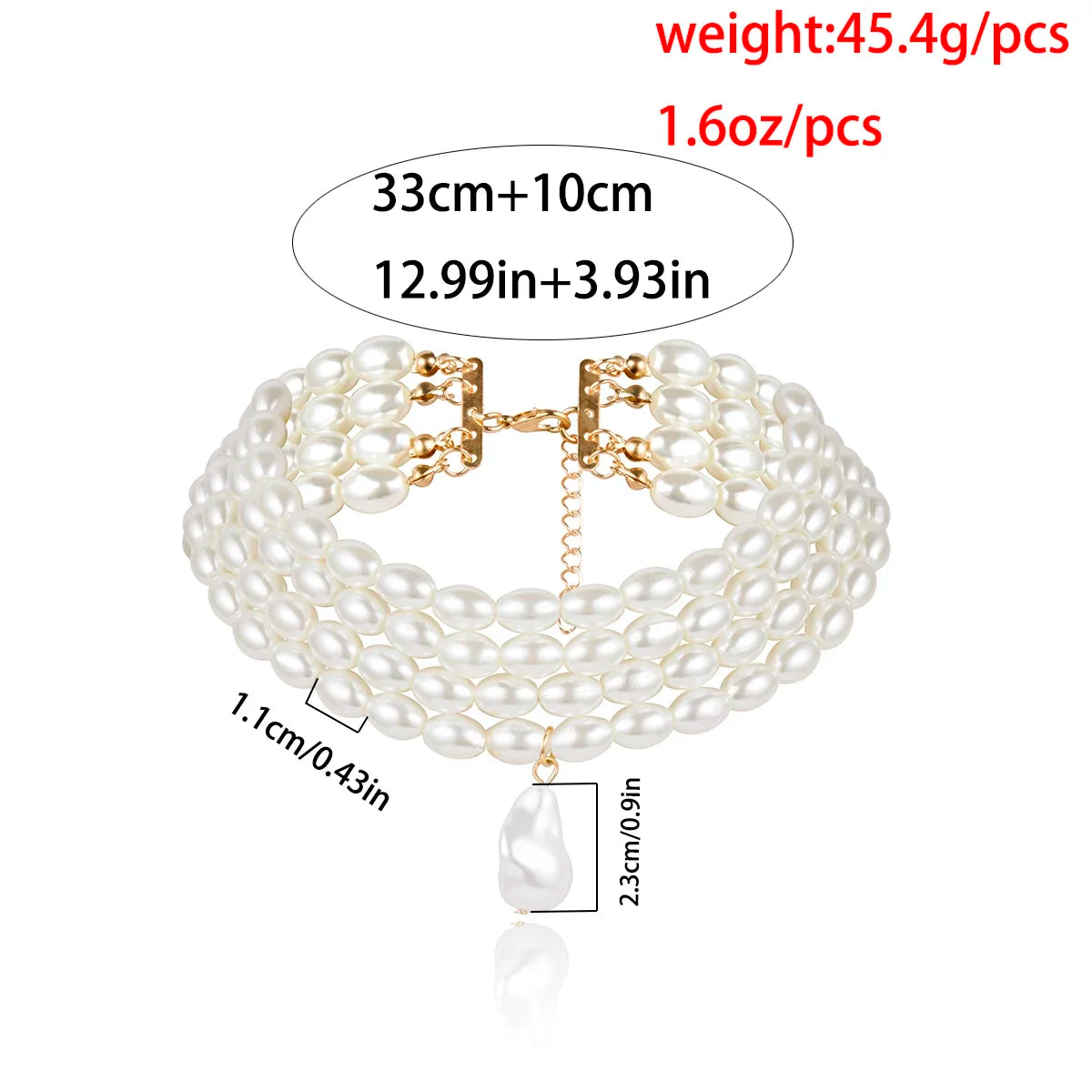 Ingemark Multilayer White Imitation Pearl Choker With Metal Slice Fixation Wide Bib Necklace Jewelry For Women
