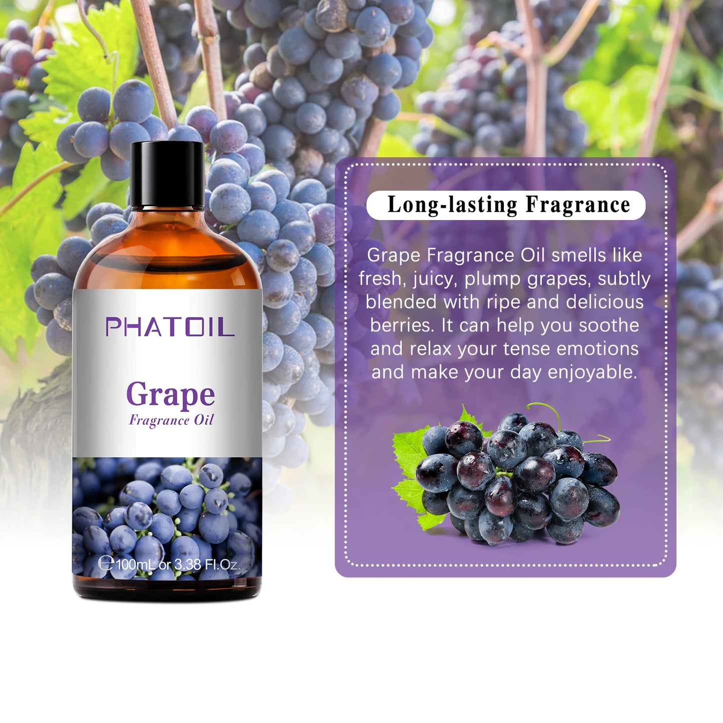 PHATOIL 100ML Fruit Fragrance Oil for Aroma Diffuser Candles Soap Making Coconut Vanilla Green Apple Cranberry Cucumber Melon