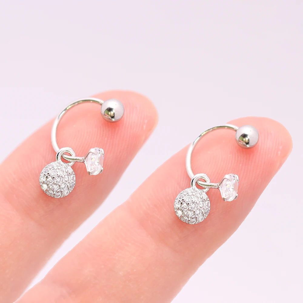 2PCS Stainless Steel Heart Cross Drop Earrings For Women Jewelry Set Helix Tragus Cartilage Daith Piercing