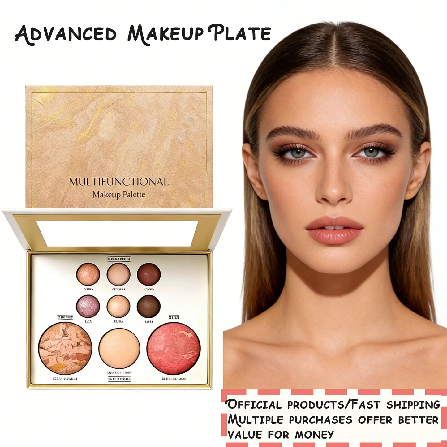 All In One Gilded Makeup Palette With Eyeshadows Blush Highlighter And Contour For Daily And Party US Skin Tones