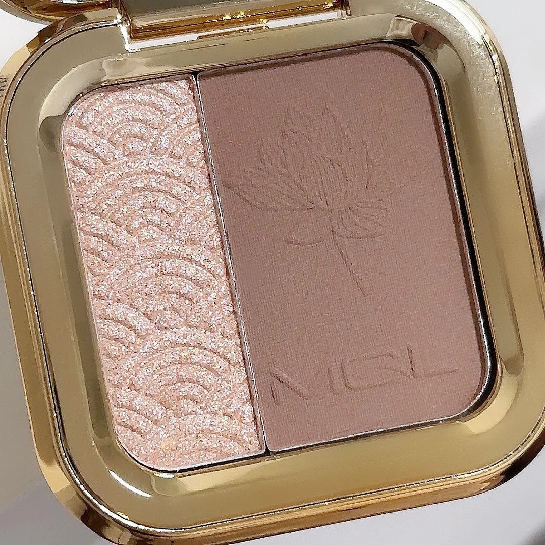 Two Color Eyeshadow Palette Easy To Apply With Matte Shimmer And Highlighter For Contouring Waterproof Long Lasting 4.3g