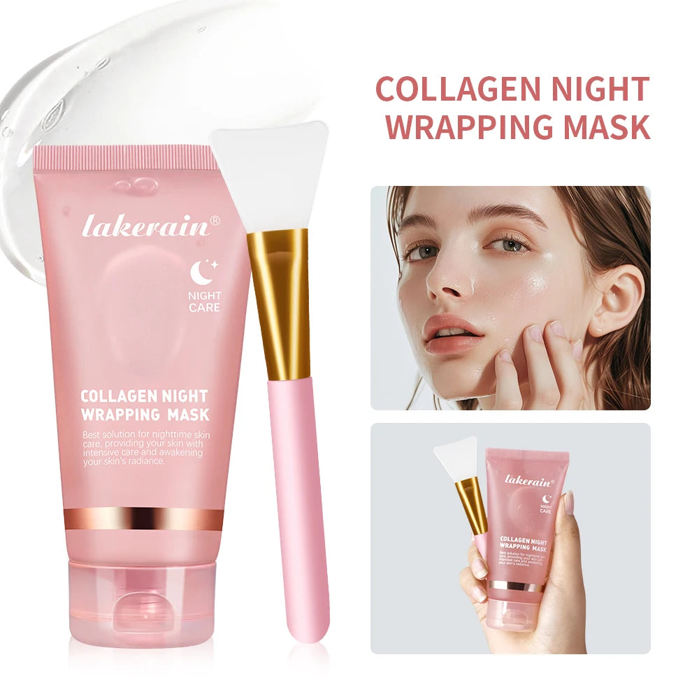 Collagen Overnight Peel Off Facial Mask Set Korean Night Wrapping Mask for Hydration and Skin Tightening Radiance