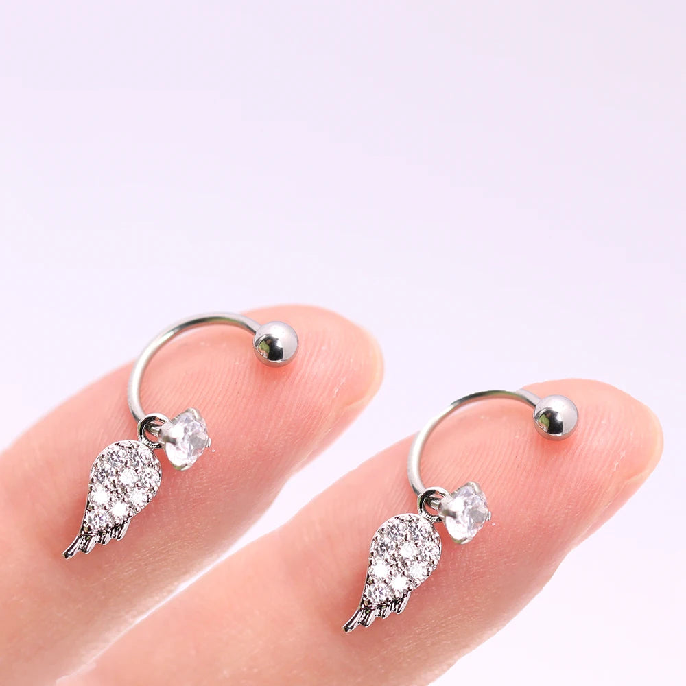 2PCS Stainless Steel Heart Cross Drop Earrings For Women Jewelry Set Helix Tragus Cartilage Daith Piercing