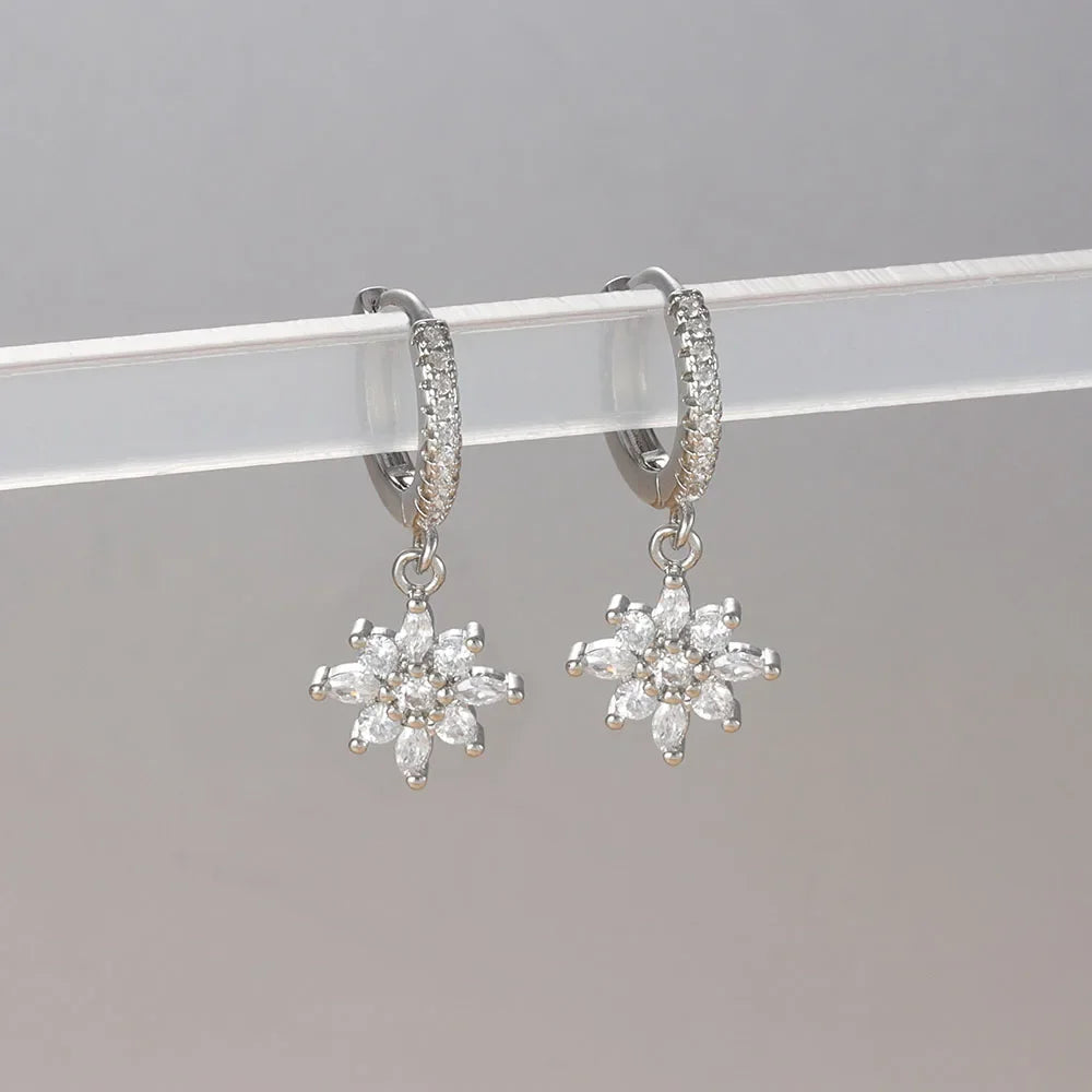 Stainless Steel Star Dangle Earrings For Women Zircon Sparkle Geometric Jewelry Fashion