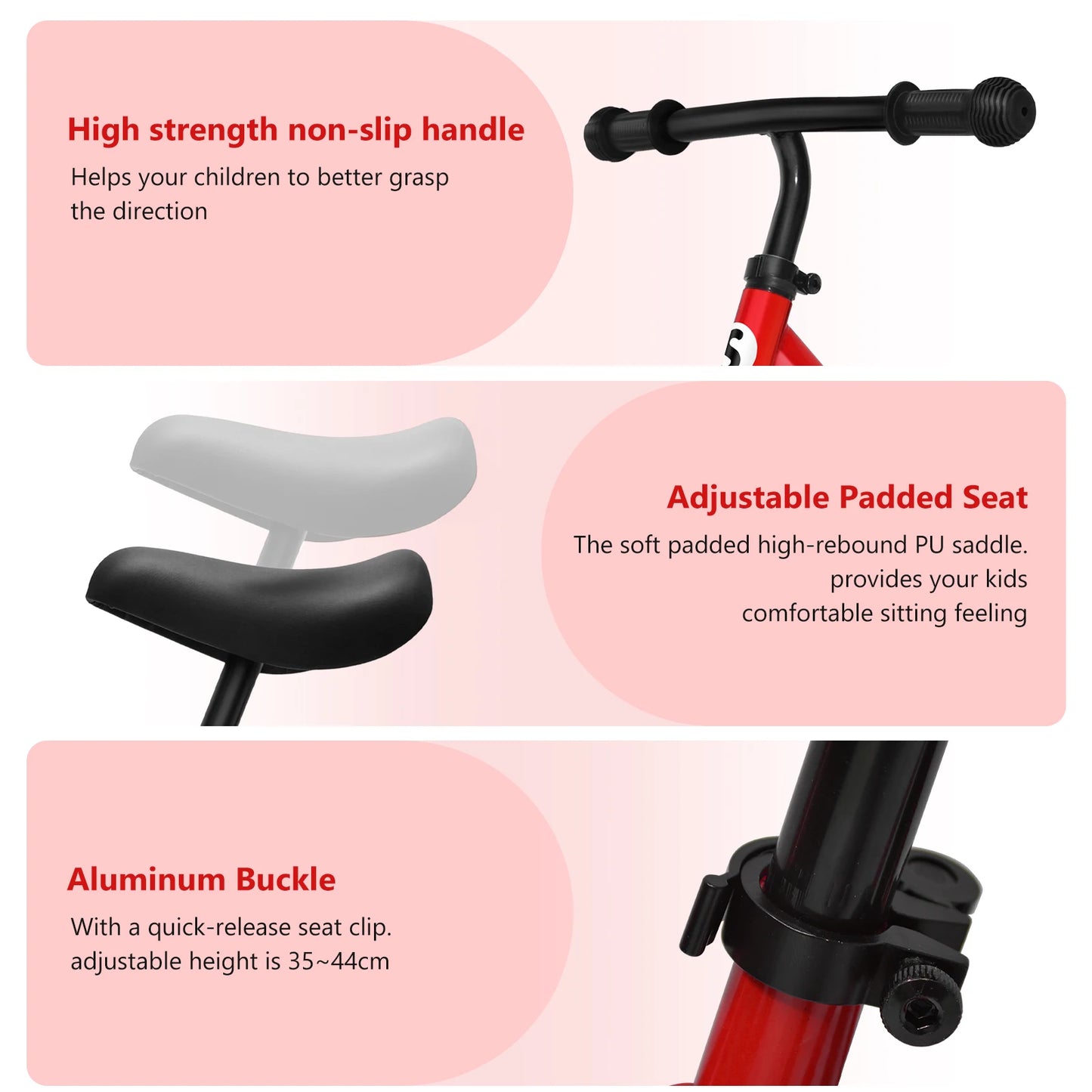 Balance Bike for 3 to 6 Year Old Kids Lightweight No Pedal Toddler Bike with Adjustable Handlebar and Seat