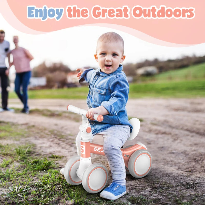Sejoy Baby Balance Bike 4 Wheels For 10 To 36 Months Unisex Toddler First Bike Gift