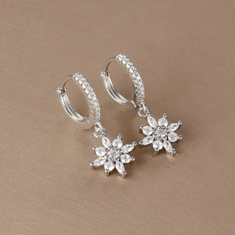 Stainless Steel Star Dangle Earrings For Women Zircon Sparkle Geometric Jewelry Fashion