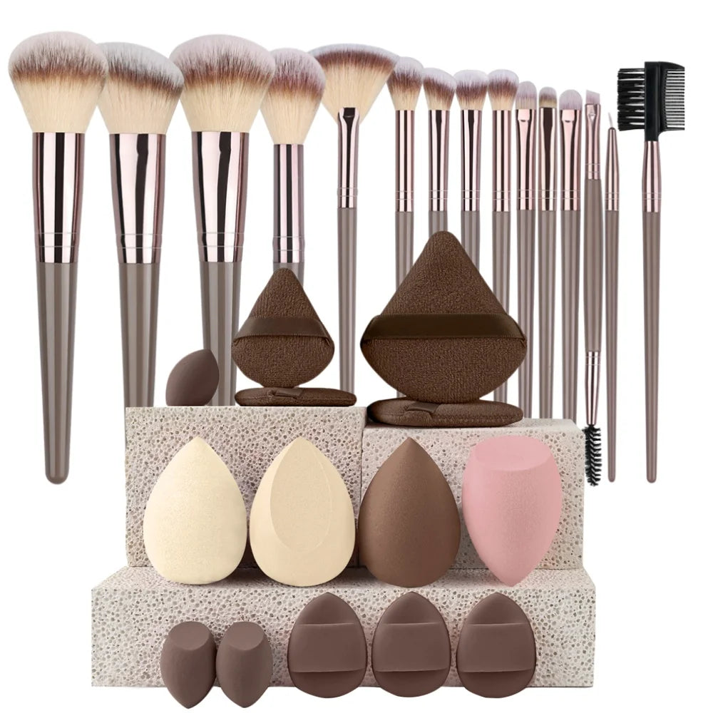 3 To 20 Pcs Premium Makeup Brushes Set Soft Fluffy Synthetic Bristles For Foundation Eyeshadow Blush Kabuki Tools
