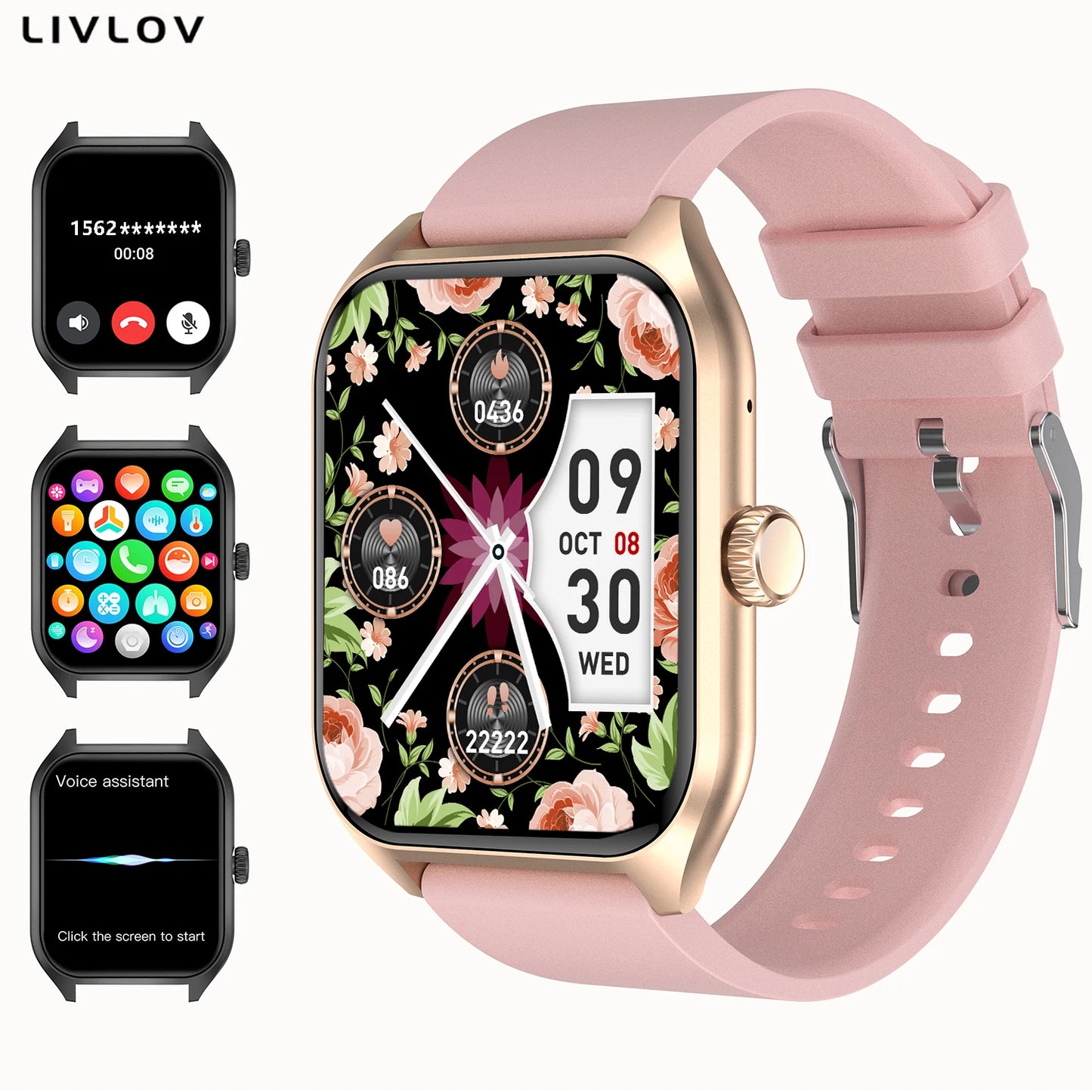 AI Voice Assistant Smartwatch 1.96 Inch Display Activity Tracker With 100 Sports Modes Sleep Tracking Heart Rate Monitor