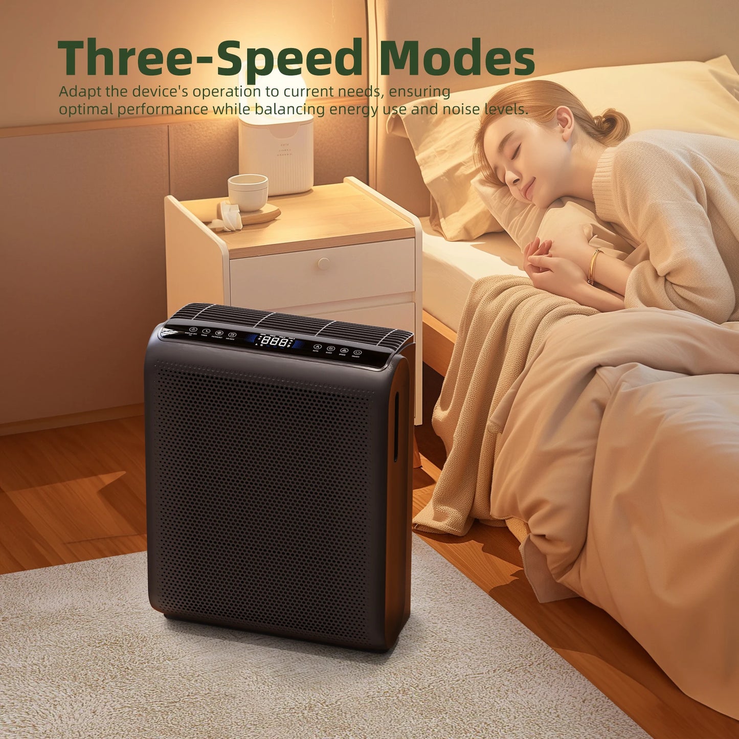 AROEVE MK07 Air Purifier for Pet Dander up to 1504 Sq Ft with Touch Control 3 Speed Smart Timer and Washable Filters