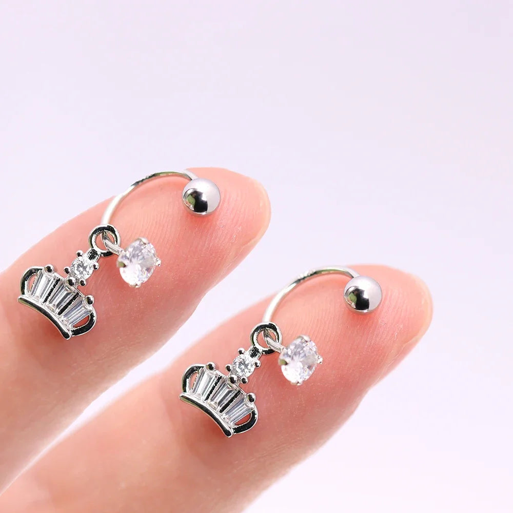 2PCS Stainless Steel Heart Cross Drop Earrings For Women Jewelry Set Helix Tragus Cartilage Daith Piercing