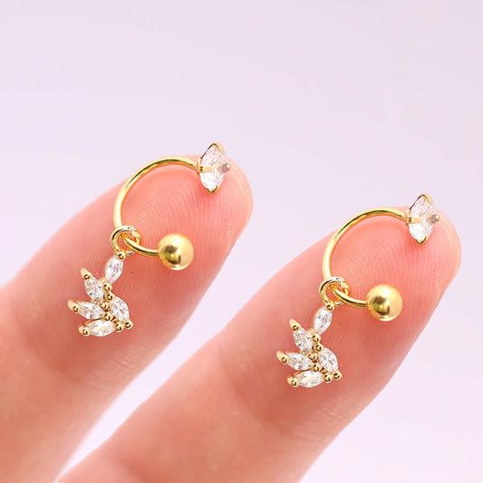 2PCS Stainless Steel Heart Cross Drop Earrings For Women Jewelry Set Helix Tragus Cartilage Daith Piercing