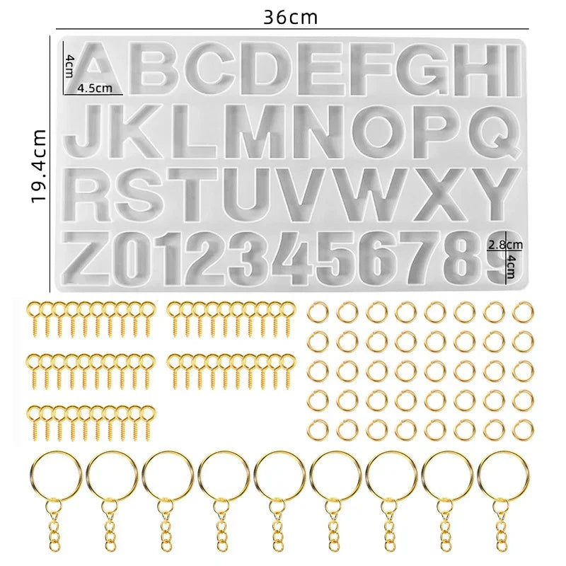 Alphabet Epoxy Resin Silicone Mold DIY Letter And Number Pendant Keychain Earring Jewelry Casting Mold
