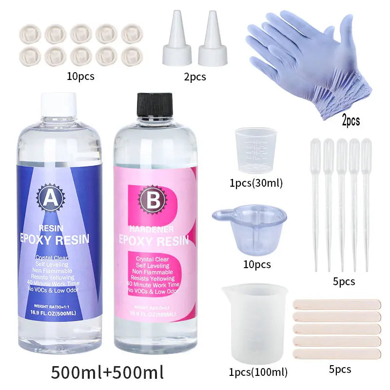 1:1 Crystal Clear Epoxy Resin Kit High Gloss Bubbles Free For Coating And Casting Art Resin Supplies DIY Jewelry Making