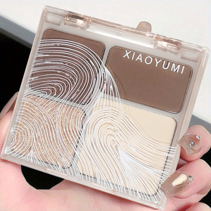 4 In 1 Multifunctional Palette Waterproof Contouring Highlighter Eyeshadow Nose Shadow Compact Portable Matte Finish