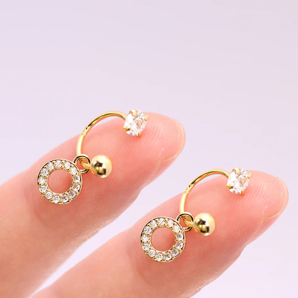 2PCS Stainless Steel Heart Cross Drop Earrings For Women Jewelry Set Helix Tragus Cartilage Daith Piercing