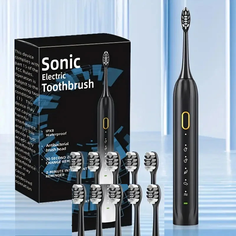 Electric Toothbrush Rotary Cleaning Teeth Brush Waterproof Electronic Tooth Brush and Timer Rechargeable Toothbrush with 10 Head