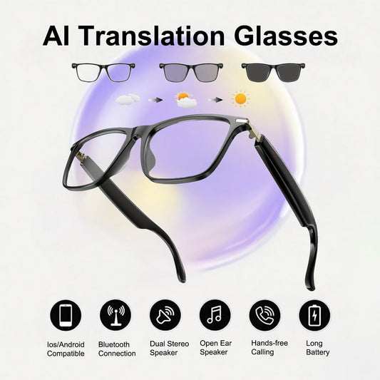 Giinova AI Translation Smart Glasses With Photochromic Lenses Real Time Translation In 160 Languages Bluetooth