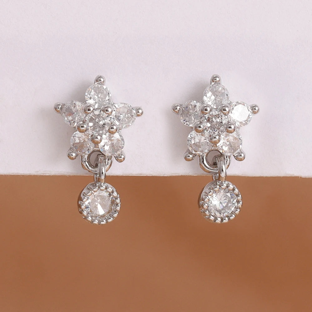 Stainless Steel Star Dangle Earrings For Women Zircon Sparkle Geometric Jewelry Fashion