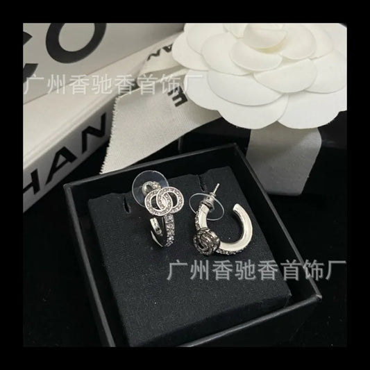 High Quality Silver Diamond Encrusted Earrings Small Exquisite Temperament Elegant Jewelry For Women
