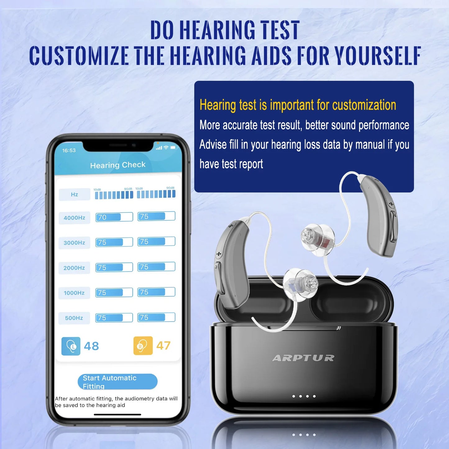 Bluetooth Hearing Aids For Seniors Rechargeable Noise Cancelling App Controlled RIC With Dual Microphones
