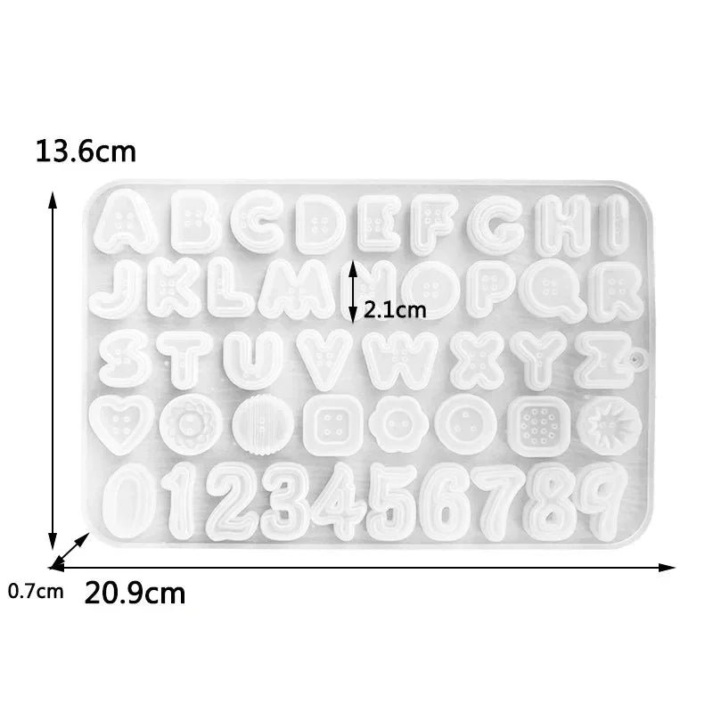 Alphabet Epoxy Resin Silicone Mold DIY Letter And Number Pendant Keychain Earring Jewelry Casting Mold