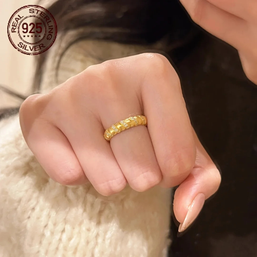 18K Gold Plated Lab Diamond Ring for Women 925 Silver Zircon Geometric Prong Setting Engagement Jewelry Gift