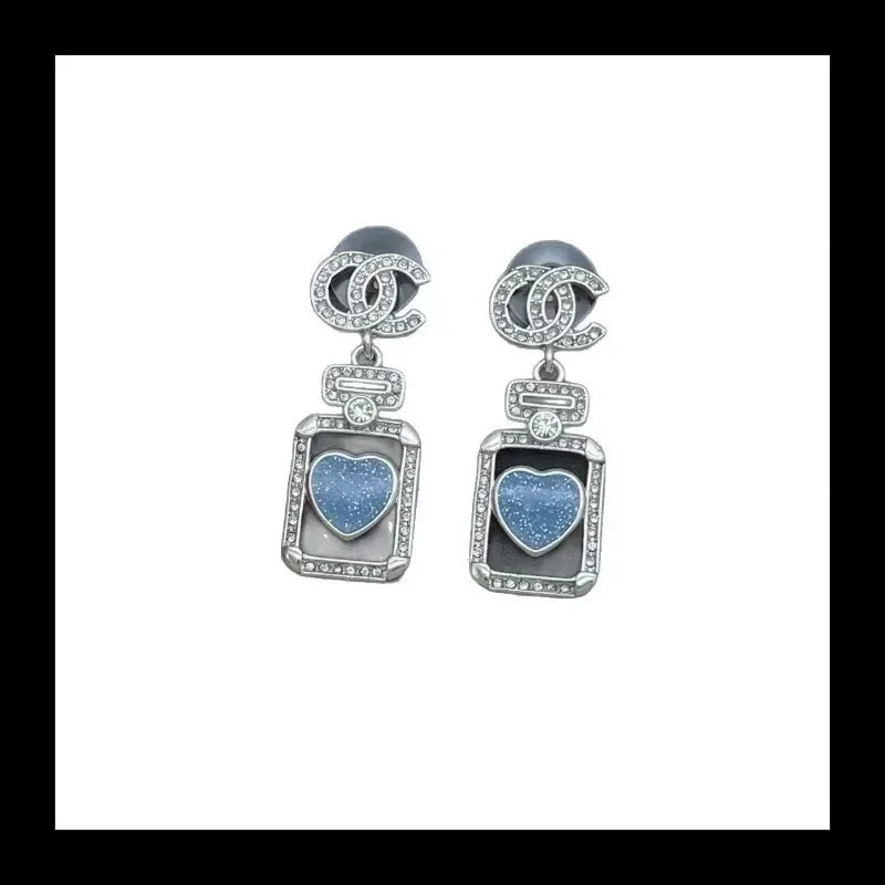 New Love Double Letter Stud Earrings, Fringed Stars Fashion Light Luxury Versatile Same Style