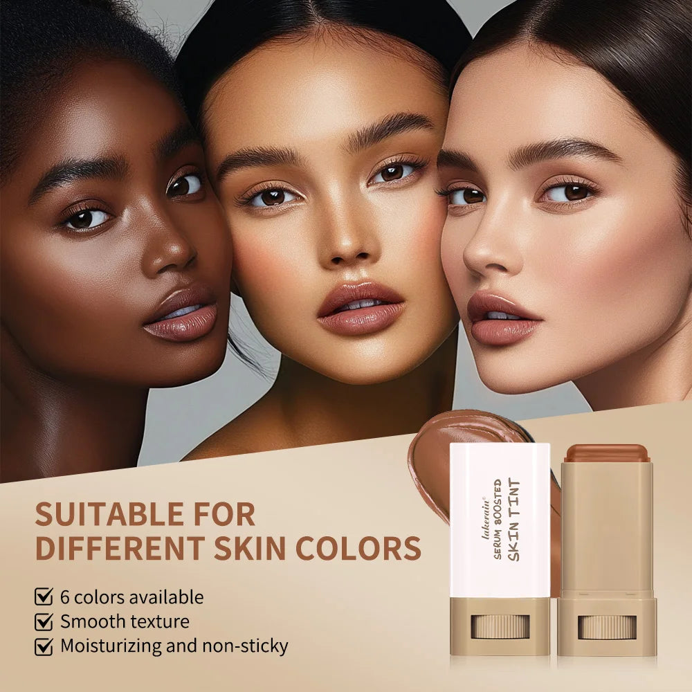 Lakerain Serum Boosted Skin Tint Foundation Stick Two Piece Set High Coverage Long Lasting Travel Concealer Makeup