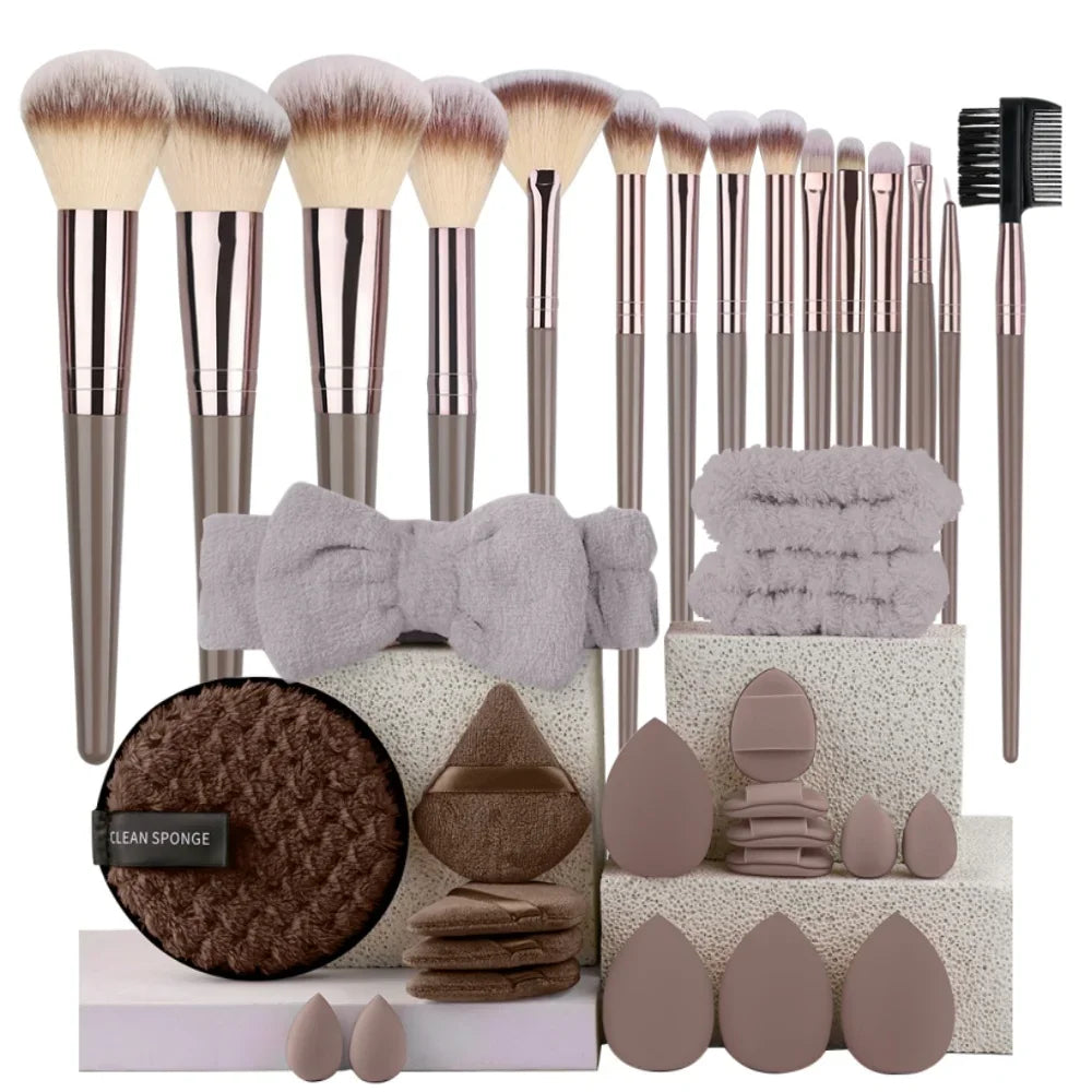 3 To 20 Pcs Premium Makeup Brushes Set Soft Fluffy Synthetic Bristles For Foundation Eyeshadow Blush Kabuki Tools