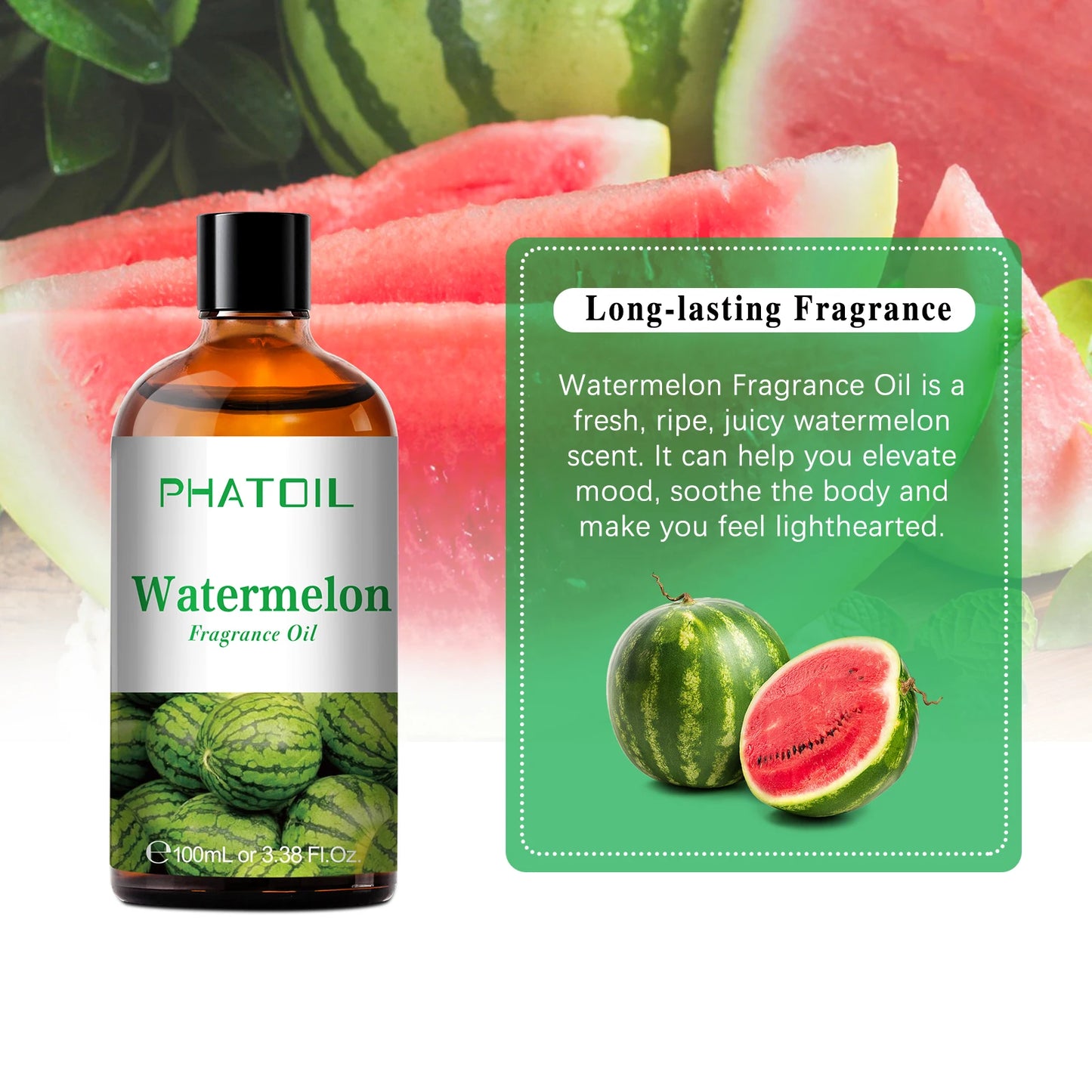 PHATOIL 100ML Fruit Fragrance Oil for Aroma Diffuser Candles Soap Making Coconut Vanilla Green Apple Cranberry Cucumber Melon