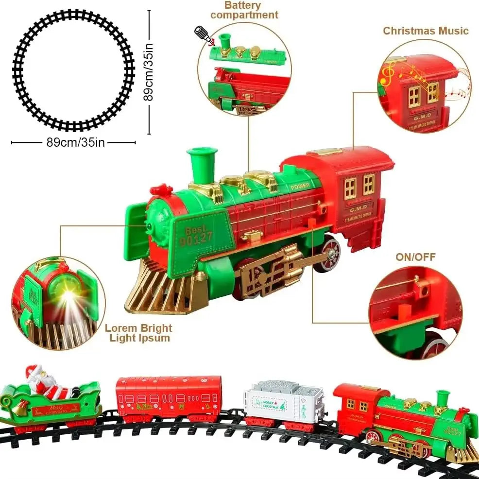 VATOS Hanging Christmas Train Set Lights And Sound Around Christmas Tree Decoration Gift For Kids Indoor Home Toys