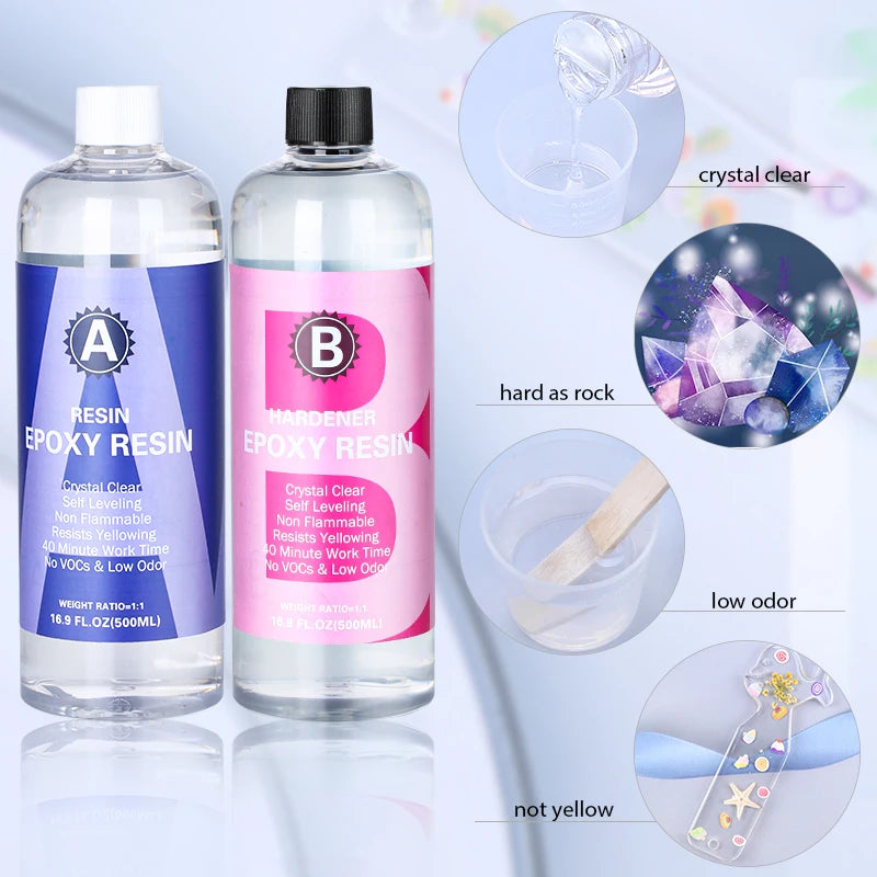 1:1 Crystal Clear Epoxy Resin Kit High Gloss Bubbles Free For Coating And Casting Art Resin Supplies DIY Jewelry Making