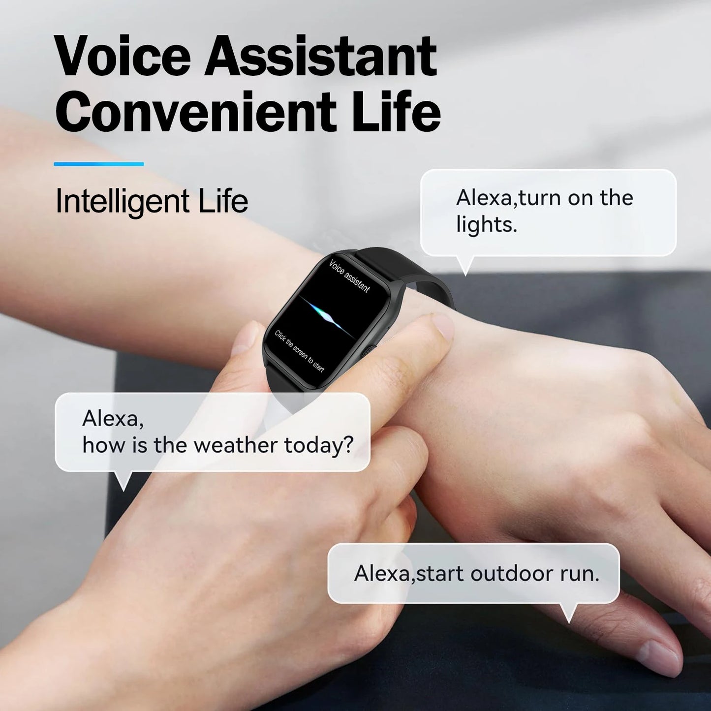AI Voice Assistant Smartwatch 1.96 Inch Display Activity Tracker With 100 Sports Modes Sleep Tracking Heart Rate Monitor