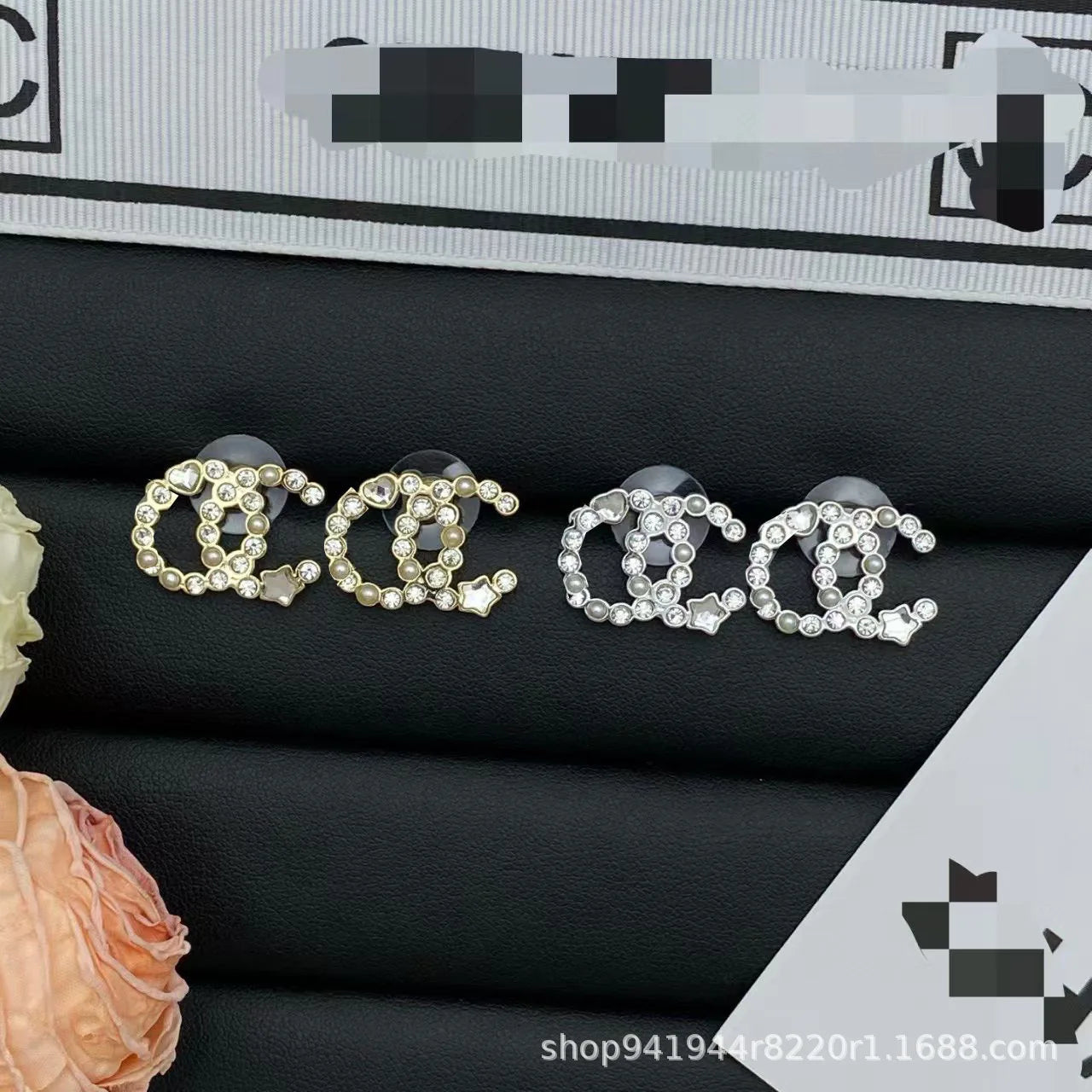 New Love Double Letter Stud Earrings, Fringed Stars Fashion Light Luxury Versatile Same Style