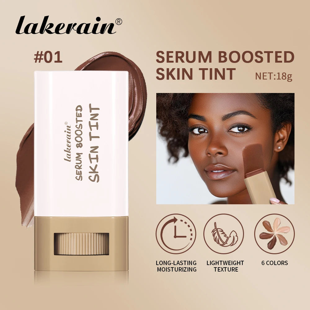 Lakerain Serum Boosted Skin Tint Foundation Stick Two Piece Set High Coverage Long Lasting Travel Concealer Makeup