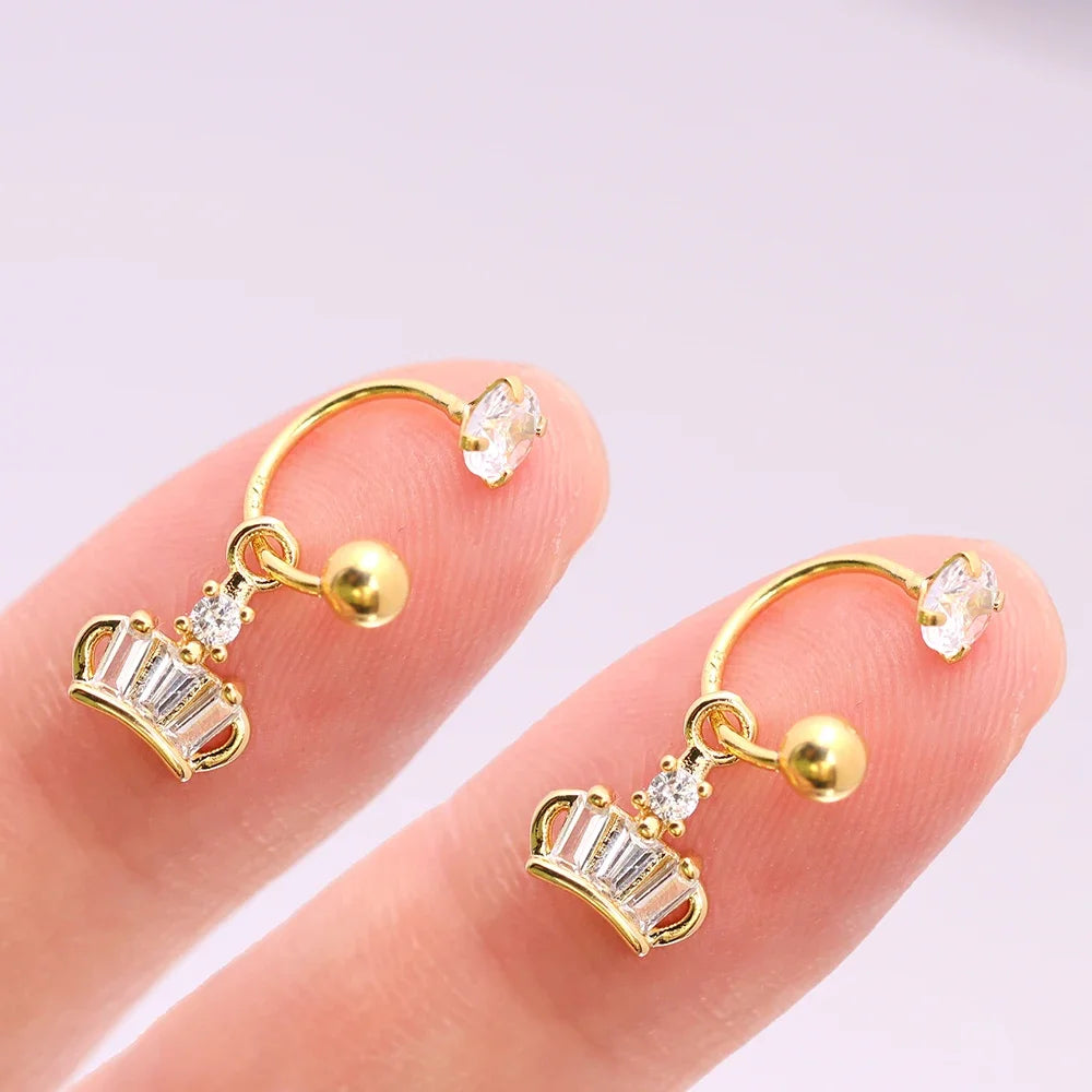 2PCS Stainless Steel Heart Cross Drop Earrings For Women Jewelry Set Helix Tragus Cartilage Daith Piercing