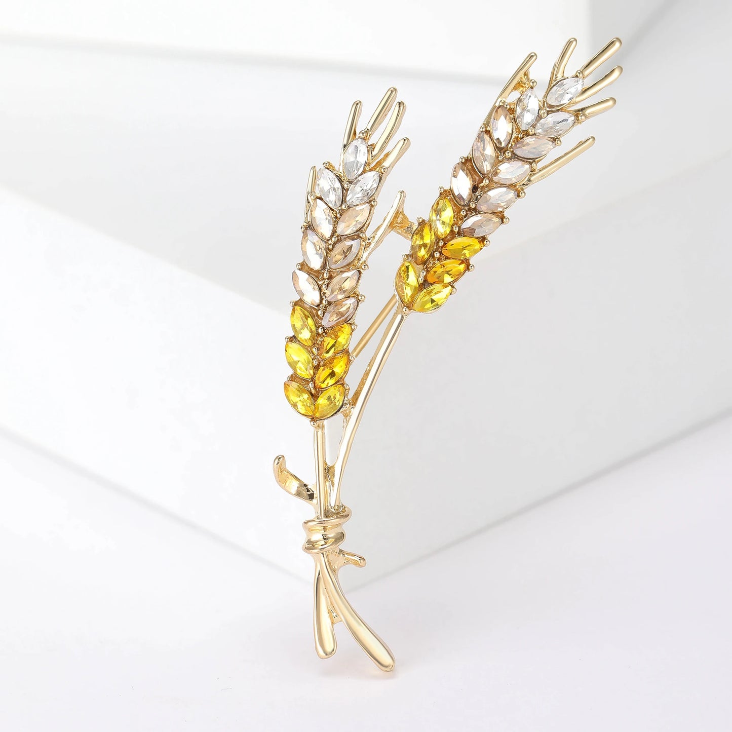 Rhinestone Wheat Ear Brooches for Women Unisex Enamel Wheat Plant Pins Banquet Party Backpack Gifts Jewelry Accessories